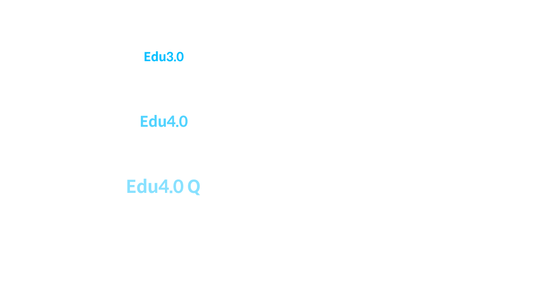 [Edu3.0(2012~2017)] 온라인 사전 학습 + 상호작용 중심 수업 - 플립드 러닝(Flipped Learning)
                               [Edu4.0(2018~2020)] 트랙 구분으로 다양한 수업방식 적용 - Track1 : 플립드 러닝(Flipped Learning) ← 기존 Edu3.0 , Track2 : 액티브 러닝(Active Learning) 수업 50% 이상 , Track3 : 액티브 러닝(Active Learning) 수업 100%, Track4 : 비실시간 상호작용 온라인 수업 100% , Track5 : 실시간 상호작용 온라인(화상) 수업 
                               [Edu4.0Q(2021~)] Edu4.0 확대 적용 + 행정시스템 전산화 - 비대면 상황에서도 원활한 수업 가능한 형태로 재정립, 트랙 구분 없이 학생주도활동 및 상호작용 비중이 50% 이상인 모든 교과목을 Edu4.0 Q 로 인정 
 
                                